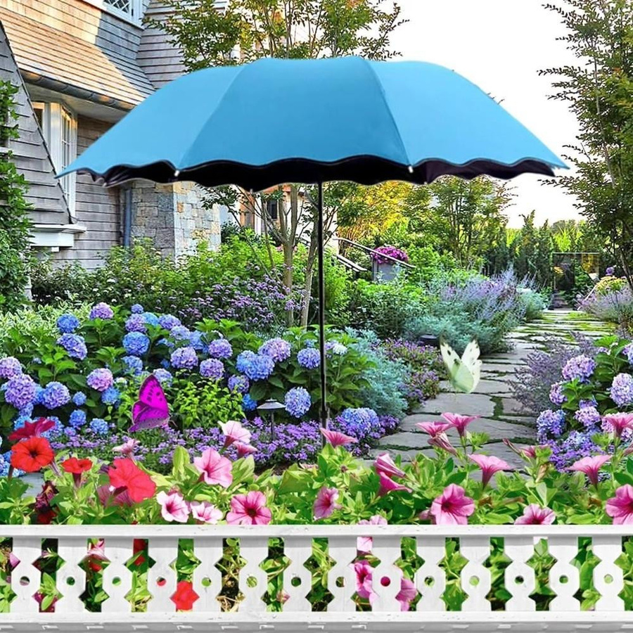 Fengleek Faltbarer Pflanzen-Sonnenschirm für Garten, Balkon und Terrasse in Rosa, Durchmesser: 95 cm - Bild 3