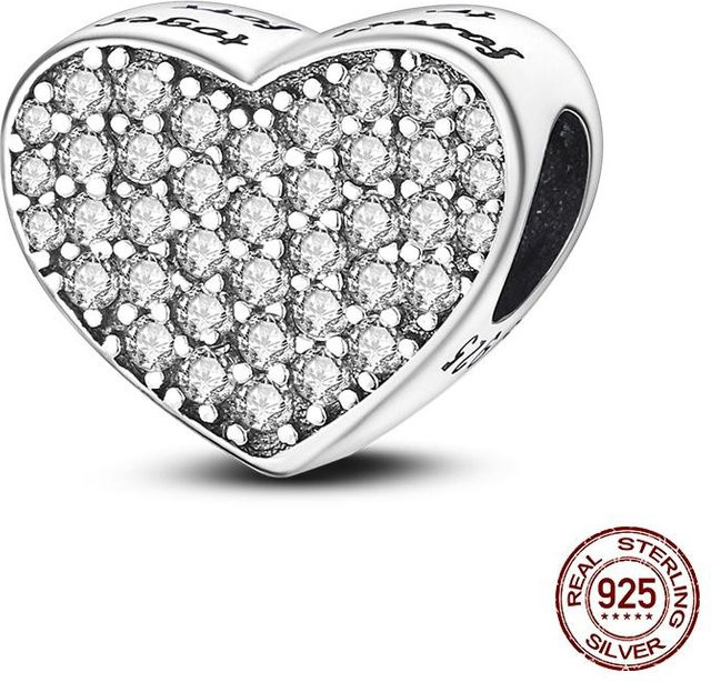 Charm-Perle Herzform, 925 Silber, Zirkonia, Damen - Bild 1