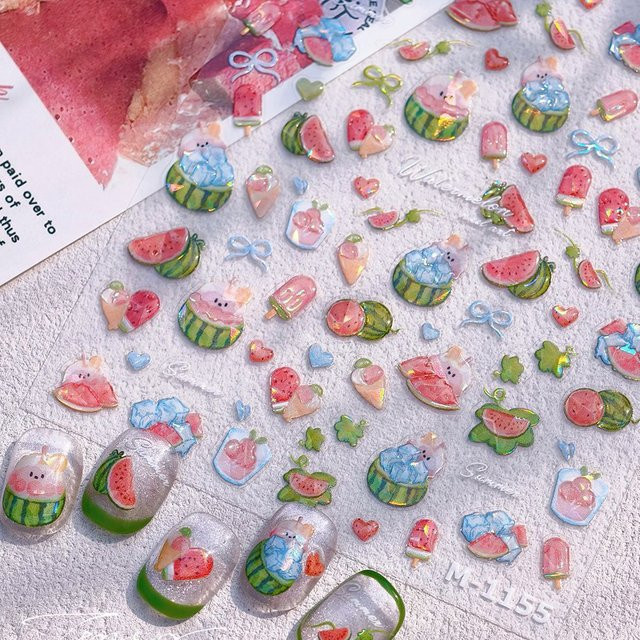 NAILFYOU Nail Art Aufkleber, Wassermelone und Eiswürfel Design - Bild 1