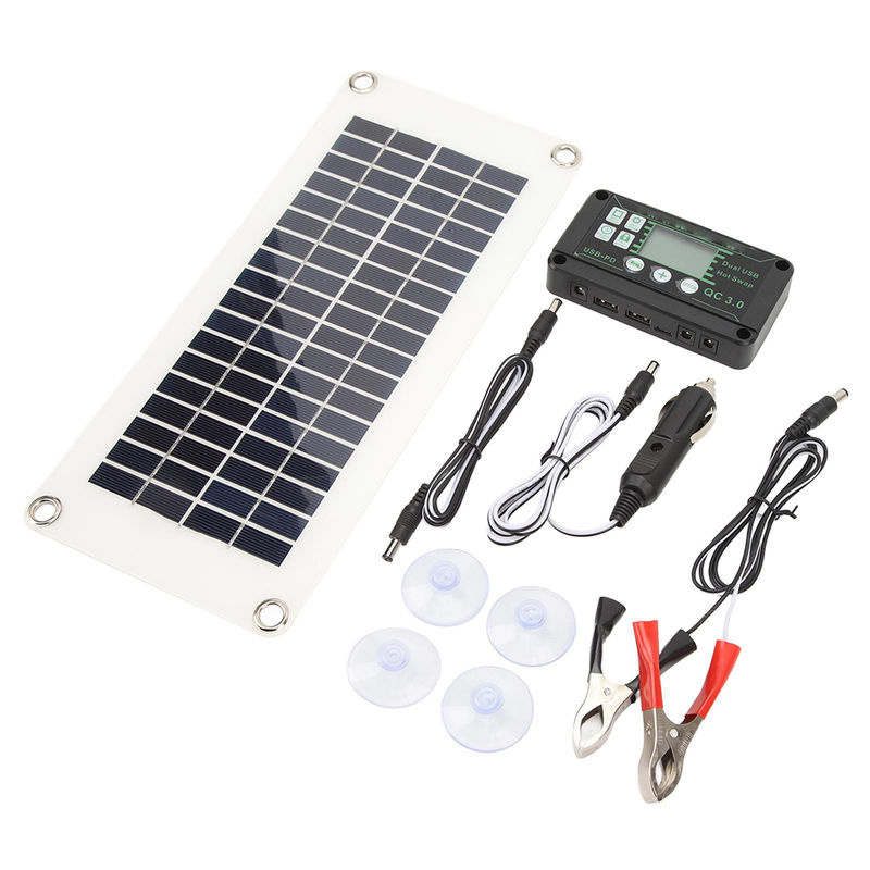 Aneng Solarmodul Kit 30W Polysilizium PET Batterieladegerät mit 50A Ladespannungsregler in Grau und Schwarz - Bild 7