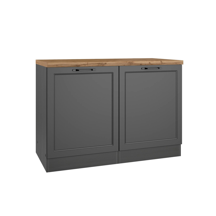 Held Möbel Küchen Spülenschrank Kempten in Landhaus Optik, Breite: 120 cm, Grau/Graphit matt - Bild 2