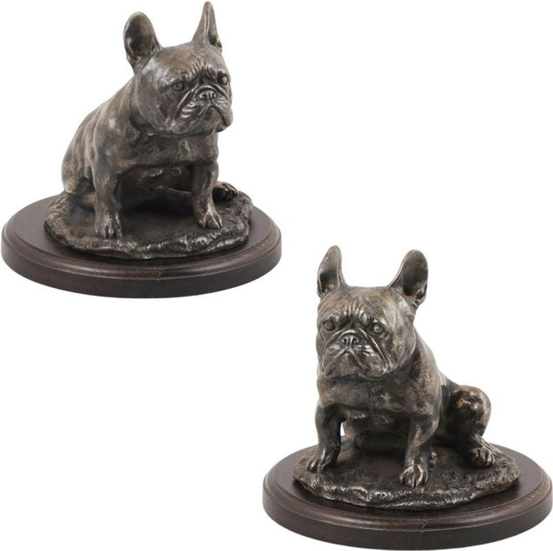 Art-Dog Frenchie III Französische Bulldogge Figur in Grau aus Kunstharz und Holz als dekorative Hundestatue - Bild 1
