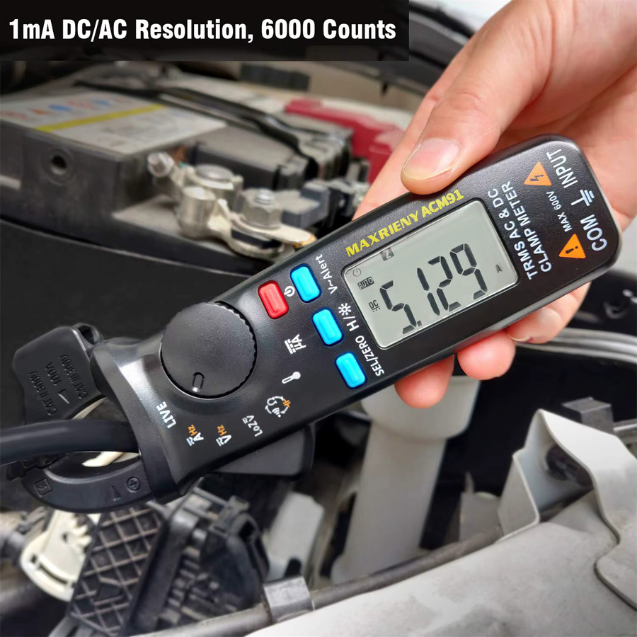MAXRIENY ACM92 Digital Clamp Meter True RMS Mini Multimeter für DC/AC Strom, Spannung, Temperatur und Kapazität in Schwarz - Bild 2