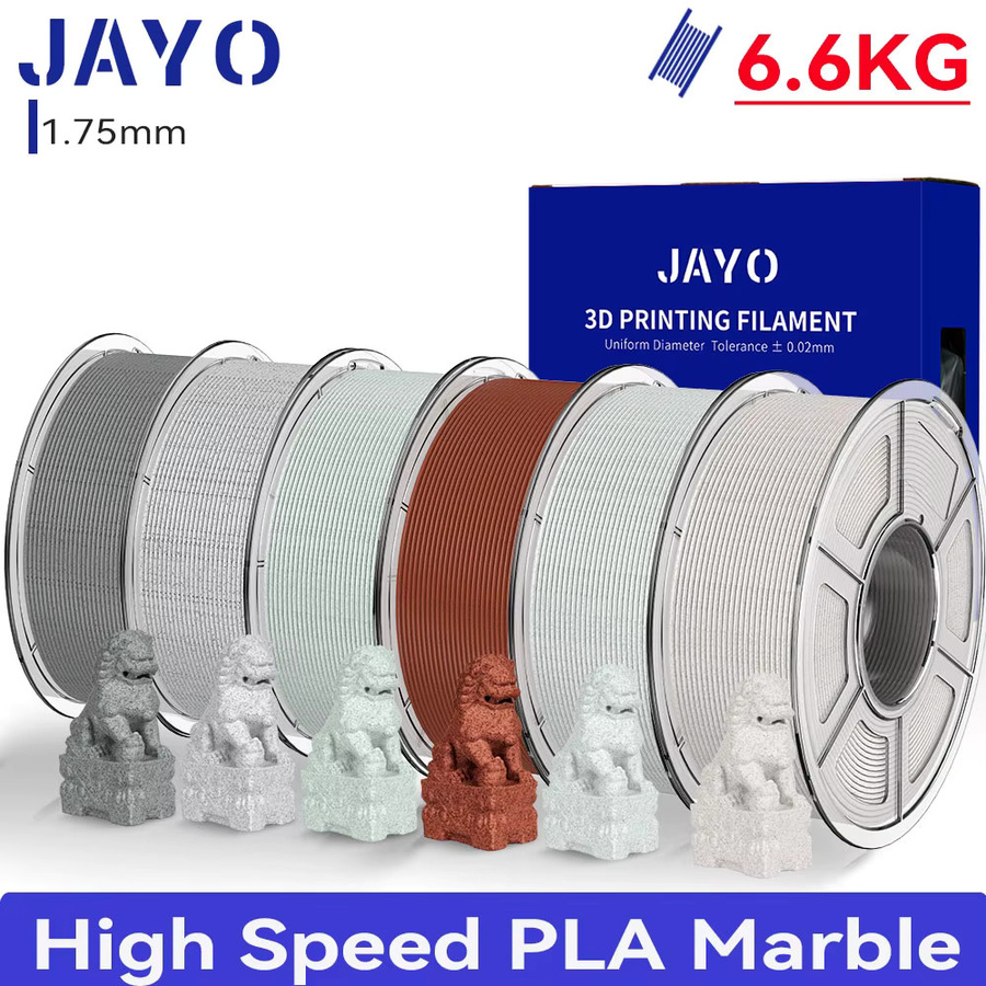 JAYO 6 Rollen Hochgeschwindigkeits-PLA-Marmor-3D-Druckerfilament 1,75 mm Multicolor für FDM-3D-Drucker mit Marmorstruktur - Bild 2