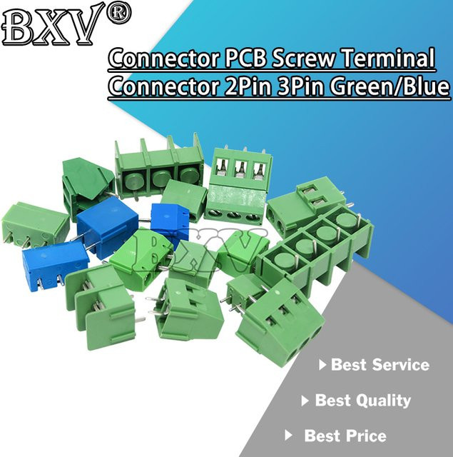 BXV 10er Set Schraubklemmen Block Steckverbinder für KF-Serien 7,62mm, 2-polig und 3-polig, Farben: Grün und Blau - Bild 1