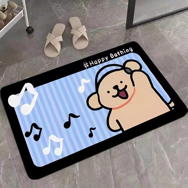 Yiran Furniture Wasserabsorbierende Badezimmer Bodenmatte mit Cartoon-Motiv, rutschfest und schnell trocknend, B/T: 60 x 40 cm - Bild 1