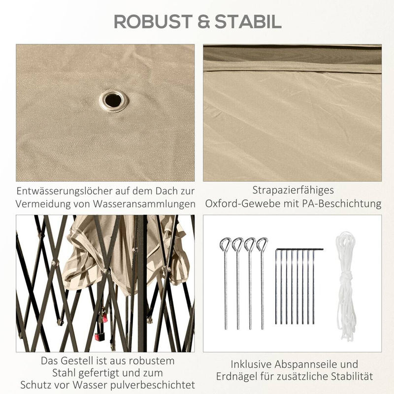 Outsunny Pavillon Beige mit Seitenteilen und Doppeldach B/H/L: 330 x 288 x 330 cm - Bild 4