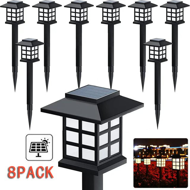 DOUWENXI 8er-Pack Solar-Wegeleuchten in Schwarz mit warmweißem LED-Licht für Garten und Terrasse - Bild 1