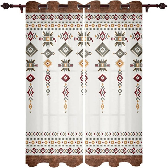 Boho Stammes Totem Verdunkelungsvorhang mit Grafikdesign in Weiß, Breite: 55 cm, Höhe: 120 cm - Bild 1