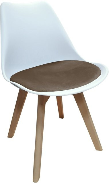HTI-Living Stuhl Atlanta Modern in Weiß und Braun Velvet - Bild 1