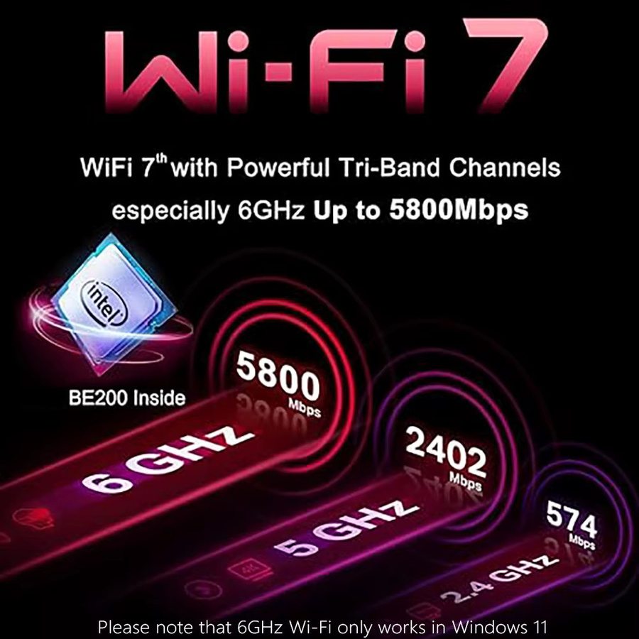 TelDaykemei Wi-Fi 7 BE200 WLAN-Karte mit Bluetooth 5.4, Tri-Band 2,4/5/6 GHz, 5,8 Gbit/s für Windows 11 PC und Laptop - Bild 3