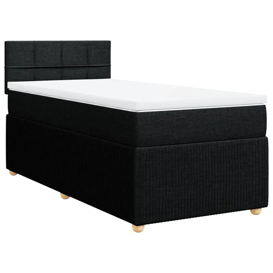vidaXL Boxspringbett Hybrid mit Matratze und Taschenfederkern, Schwarz, B/T/H: 90 x 190 x 76,7 cm - Bild 2