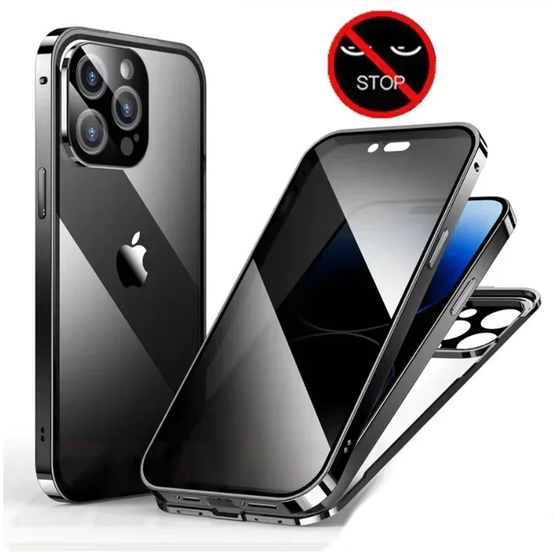 Magnetische Xiaomi Handyhülle mit Anti-Peeping-Effekt aus gehärtetem Glas und Objektivschutz in Grün für 17 Pro Max, 15T, 13T und 14 Ultra - Bild 5
