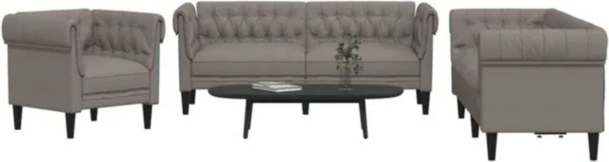 Vidaxl 3-tlg. Sofagarnitur in Taupe meliert im klassischen Design aus Stoff - Bild 1