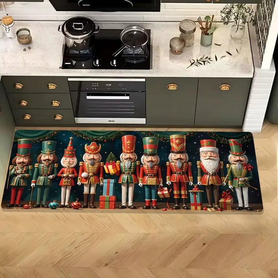 VIKAMA Weihnachts-Nussknacker-Soldat Küchenteppich und Flurteppich, rutschfest und saugfähig, Mehrfarbig, Länge: 120 cm - Bild 3