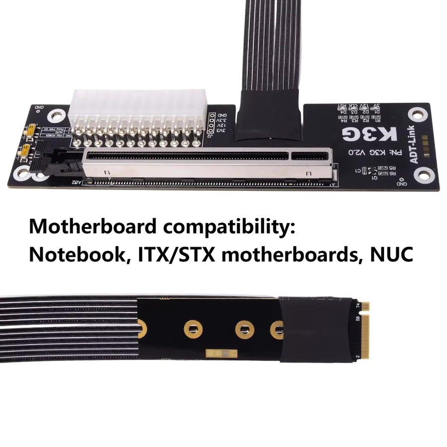ADT-Link K43SG PCIe 5.0 X4 M.2 NVMe zu X16 Externer eGPU-Adapter in Schwarz - Bild 3