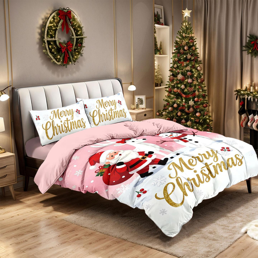 3-teiliges Bettdecken-Set mit Weihnachtsmann-Druck von Monika Chen, Multicolor, B/H: 135 x 200 cm - Bild 2