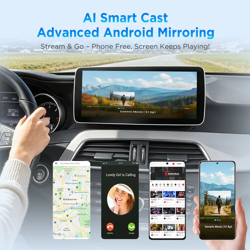 Junsun Multimedia-Player mit Linux-System für Mercedes Benz W176 C-Klasse W204 W205 GLC X253 V-Klasse W447, kabelloses Apple CarPlay und Android Auto, 12,3 Zoll Touchscreen, Schwarz - Bild 1