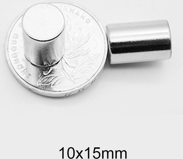 Leistungsstarker runder Magnet in Silber für Kühlschrank, Büro und DIY-Projekte, Durchmesser: 10 mm, Höhe: 15 mm - Bild 1