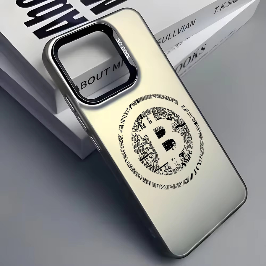 Handyhülle mit Bitcoin Logo Design für iPhone 11 bis 16 Pro Max in Schwarz Lila Matt Laser Metallic Aurora - Bild 3