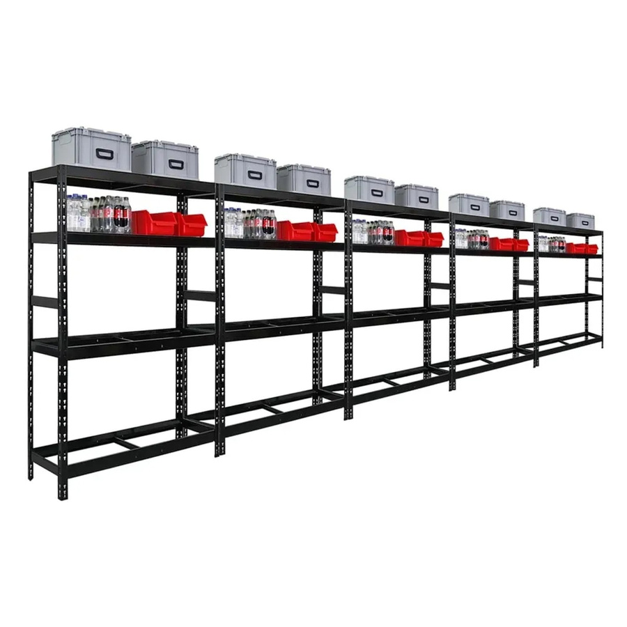 PROREGAL Reifenregal Tiger Set 5 Stück, Schwarz, B/H/T: 120 x 180 x 40 cm, 2 Ebenen mit verstellbaren Fachböden aus Metall - Bild 1
