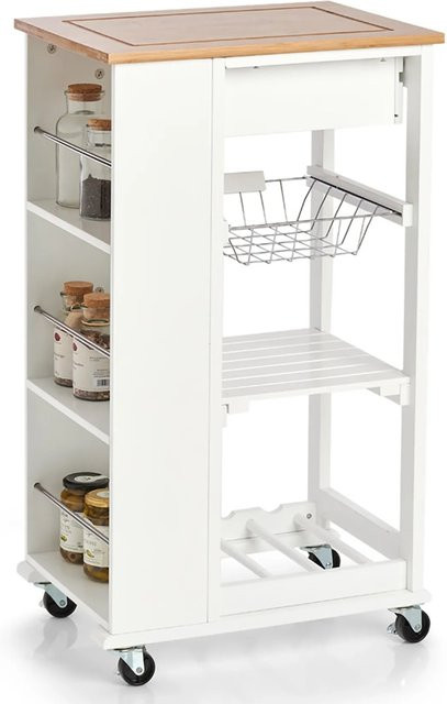Zeller Küchenrollwagen in Weiß mit Bambus, MDF und Metall im Scandi-Design, B/T/H: 50 x 37 x 86,5 cm - Bild 1