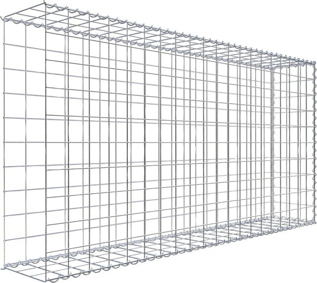 Gabiona Anbaukorb Typ 2 aus Stahl in Silbergrau, B/H/T: 100 x 200 x 30 cm, Maschenweite 10 x 10 cm - Bild 1