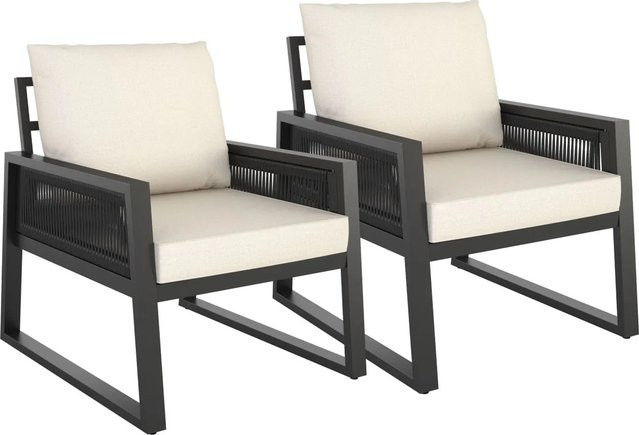 tectake Aluminium Garten-Lounge Set Captive im Rope-Design in Anthrazit B/T/H: 76,5 x 50 x 85 cm - Bild 2