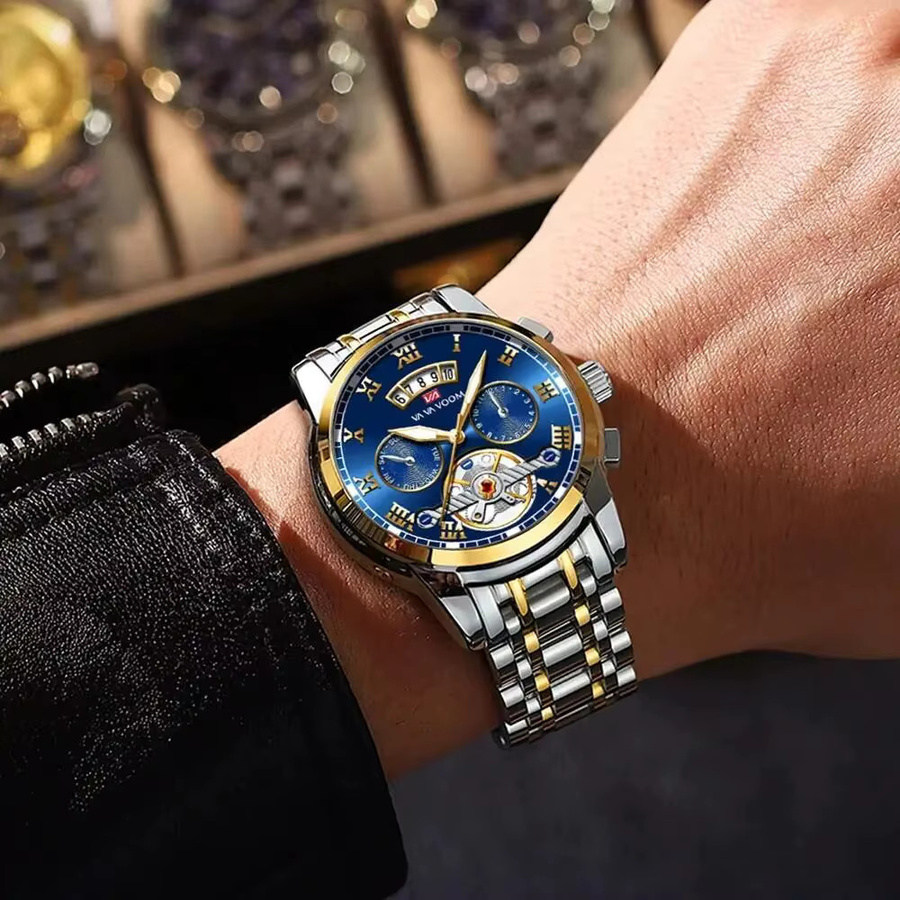 VA VA VOOM Armbanduhr Edelstahl, Analoguhr, Blau, Herren - Bild 3