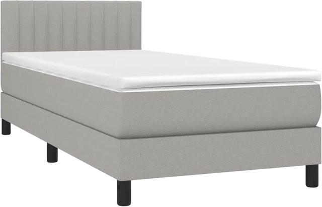 vidaXL Boxspringbett mit Matratze in Hellgrau, Hybridbett mit LED-Unterbettbeleuchtung und USB-Ladeport, B/T: 100 x 200 cm - Bild 1