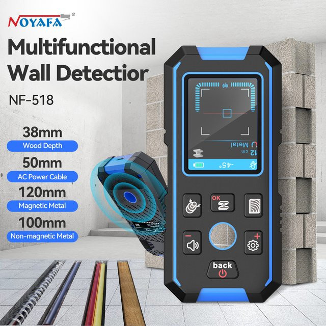 NOYAFA NF-518 Metalldetektor und Stud Finder in Schwarz zur professionellen Wandsuche für Metall, Holz und elektrische Leitungen - Bild 1