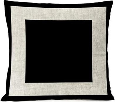 Schwarze geometrische Kissenhülle aus Leinen und Baumwolle von JMG Clothing für dein Sofa oder Büro - Bild 1