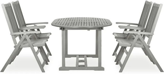vidaXL 5-tlg Garten-Essgruppe aus Massivholz Akazie in Grau Modell 5 - Bild 1
