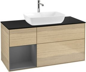 V&B Waschtischunterschrank Finion in Anthrazit mit Eichenoptik, Breite: 120 cm, Tiefe: 50,1 cm, Höhe: 50,1 cm - Bild 1