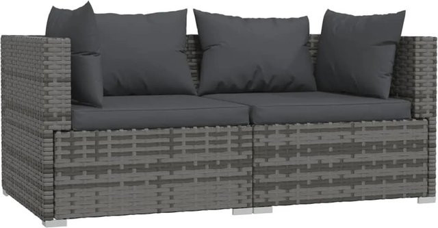 vidaXL 2-Sitzer-Sofa aus PE-Rattan in Anthrazit mit Kissen und Armlehnen - Bild 1