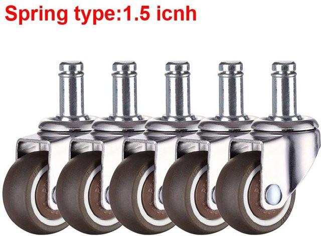 5 Stück Einsteck-Lenkrollen von Binchi Outdoor Equipment aus Weichgummi-TPE in Silber mit Durchmesser 50 mm als Ersatz für Bürostuhlrollen und Möbelräder - Bild 1