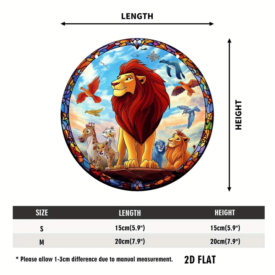 Potdemiel Acryl-Wandkunst Der König der Löwen im Buntglas-Stil, rund, mehrfarbig - Bild 2