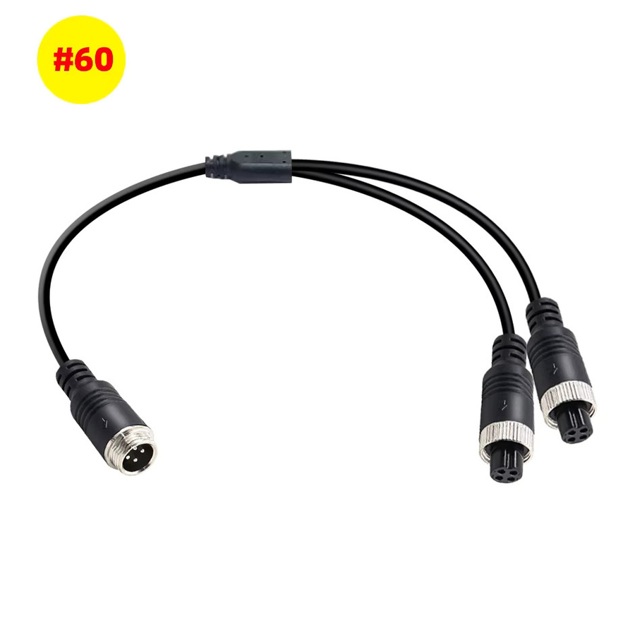 QXNY 1-zu-2 Y-Splitter Stromkabel mit M12 4-Pin Luftfahrtstecker als Verlängerungskabel-Adapter für CCTV-Kameras, Schwarz - Bild 2