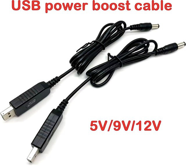 EOENKK USB-Stromverstärkerkabel DC 5V zu DC 9V/12V Boost-Modul USB-Konverter-Adapterkabel mit 5,5x2,1mm Stecker in Schwarz - Bild 1