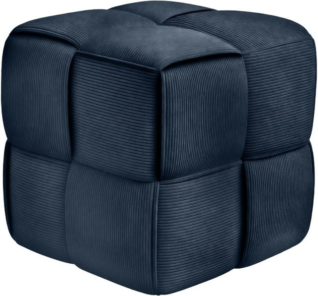 DELUKE Sitzhocker GIROS Polsterhocker aus Cord in Dunkelblau, B/T/H: 42 x 42 x 42 cm - Bild 1