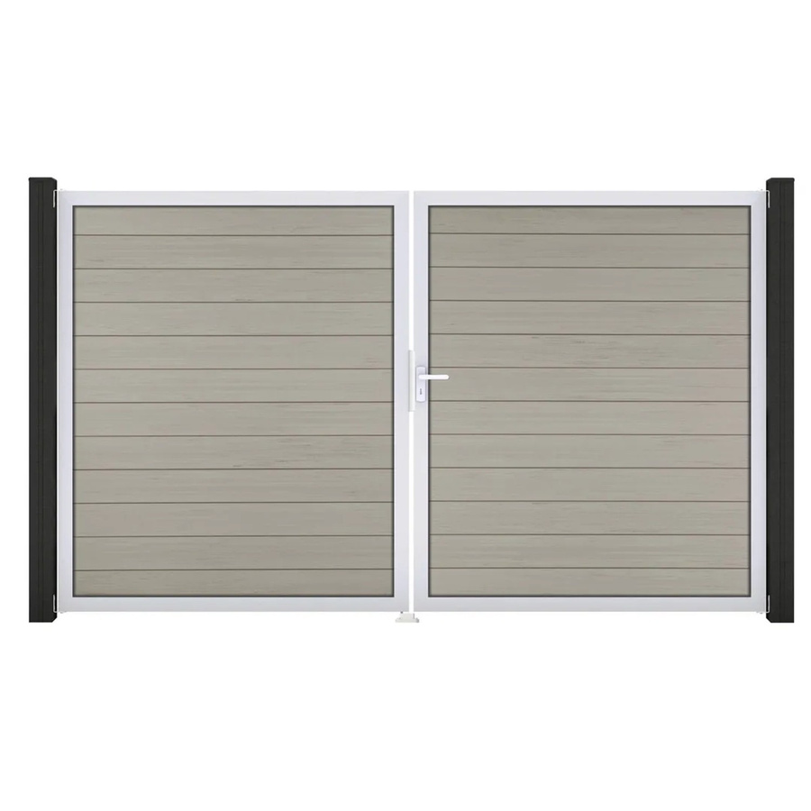 GroJa Solid Steckzaun Tor DIN Rechts EV1 Doppel-Tor in Terra aus Aluminium und BPC - Bild 2