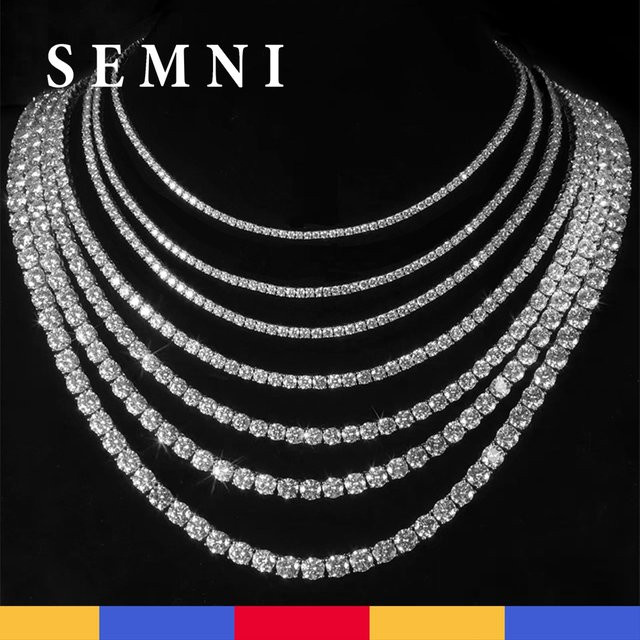SEMNI Tennis-Kettenhalskette, 925 Silber, Moissanit-Diamant, Unisex - Bild 1