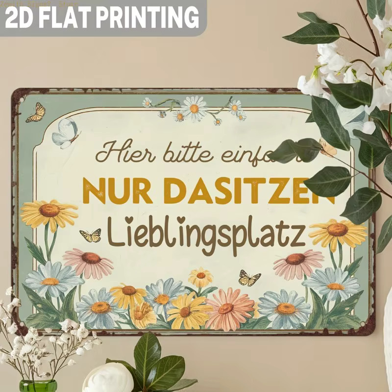 Dekoratives 2D-Metallblechschild von Potdemiel mit floralem Design in Multicolour, Vintage-Look, B/H: 30 x 20 cm - Bild 2