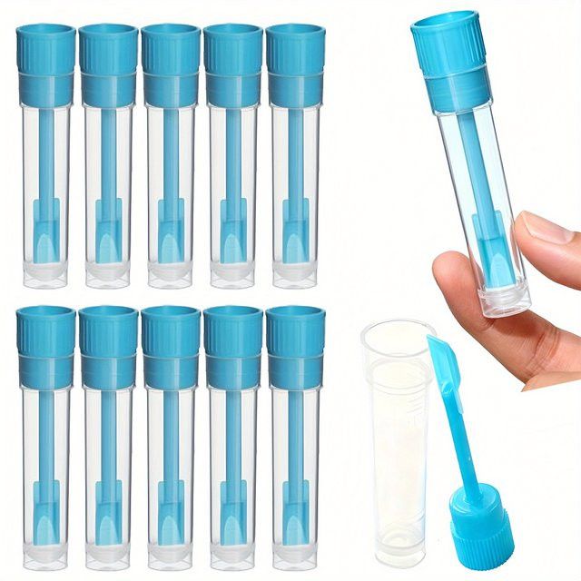 Transparente Plastikprobenflasche mit Löffel für Laborproben und Tierkot, 5 ml - Bild 1