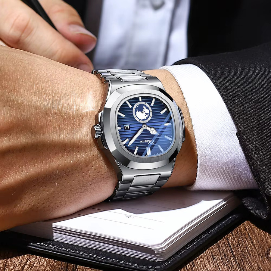 CHENXI Armbanduhr Edelstahl, Quarz, Blau, Herren - Bild 3