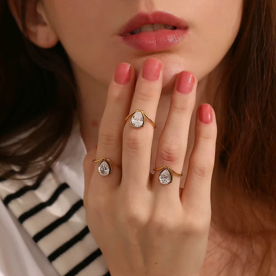 E.B.belle Ring, Edelstahl, Zirkonia, Gold, Damen - Bild 5