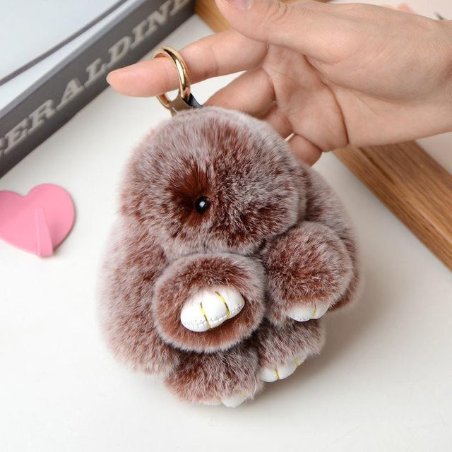 Linyi toy Schlüsselanhänger, Echter Pelz Pompon, Kaninchen, Damen, Mädchen - Bild 1
