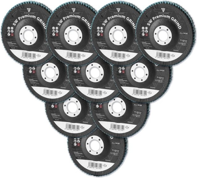 STAHLWERK Fächer- und Lamellenscheibe SW Premium GRIND P120 Schwarz 10er Set Durchmesser: 125 mm, Dicke: 12,5 mm - Bild 1