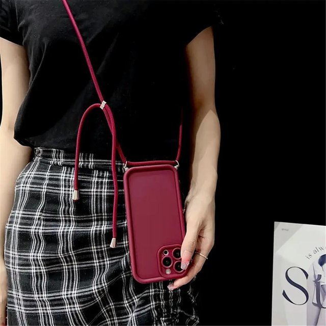 Silikon Handyhülle mit verstellbarem Crossbody Lanyard-Trageband für Xiaomi Mi 14T 13T 12T 11T Pro Mi 13 12 11 Lite in Rot - Bild 1