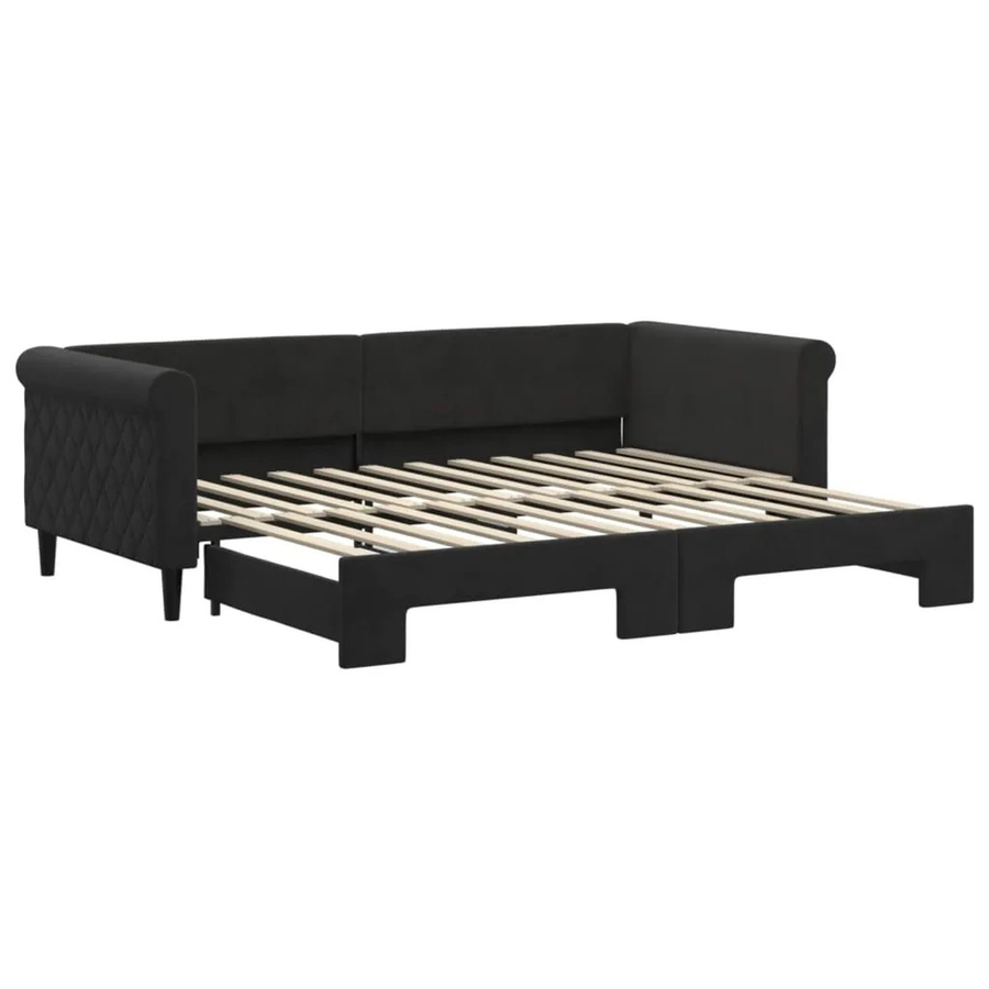 vidaXL Tagesbett ausziehbar in Schwarz mit Samtbezug B/T/H: 90 x 200 cm - Bild 2